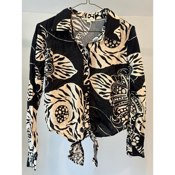 Christian Siriano Black and Cream bottom tie top in Size XS - Picture 1 of 3